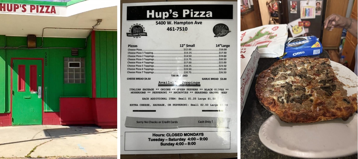 Hup's Pizza Menu
